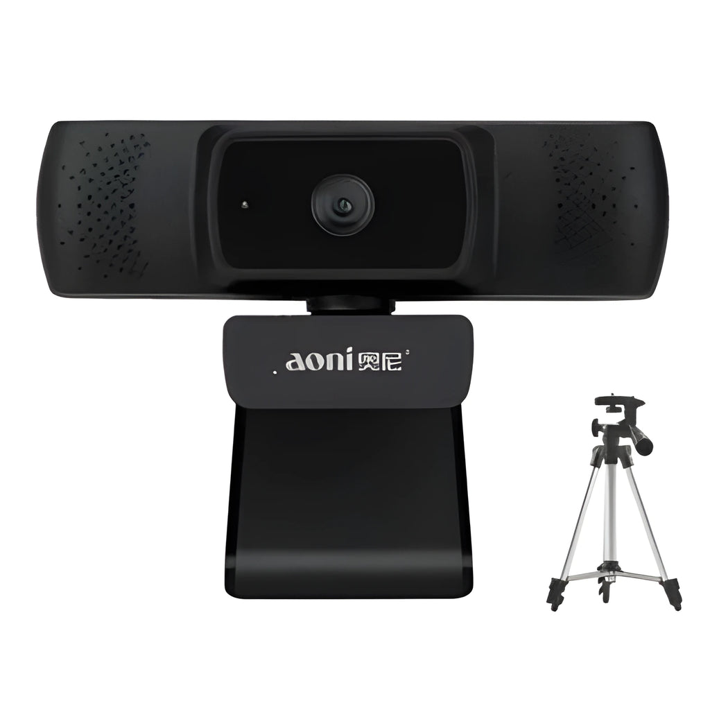 Black desktop computer teaching camera with integrated microphone and small bracket