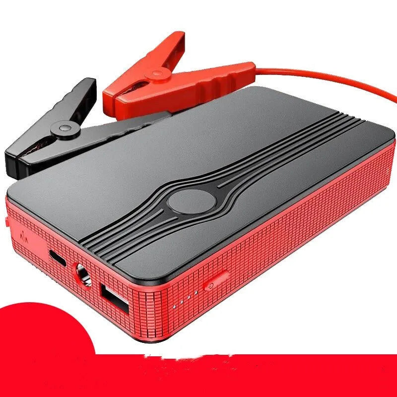 Red K4-E automobile emergency starting power supply and jump starter unit with data cable.