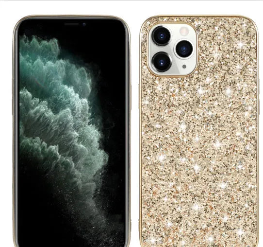 Shockproof TPU phone case with sequins veneer for iPhone in rose gold colour
