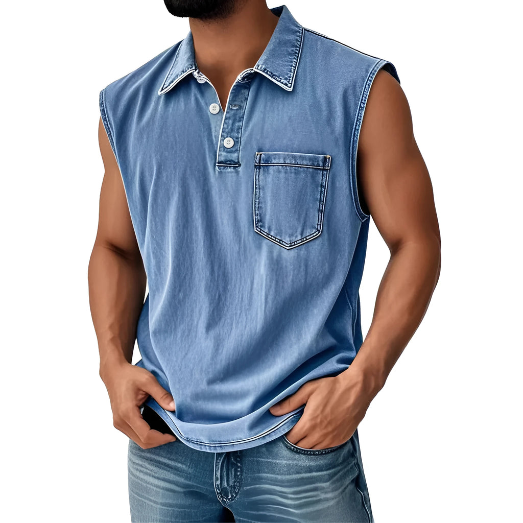 Men's short sleeve polo shirt with button placket in loose fit with 3D digital printing design