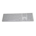 White wireless Bluetooth keyboard with 109 keys and three-key zone layout