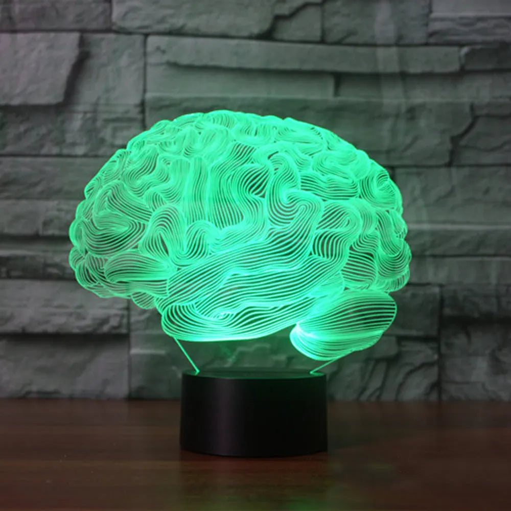 3D acrylic illusion desk lamp with colourful LED lighting on wooden surface