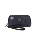 Hand-held Crystal Bamboo Pattern mobile phone bag in black, rectangular shape, 19x5x10cm, PU material, with interior pockets.