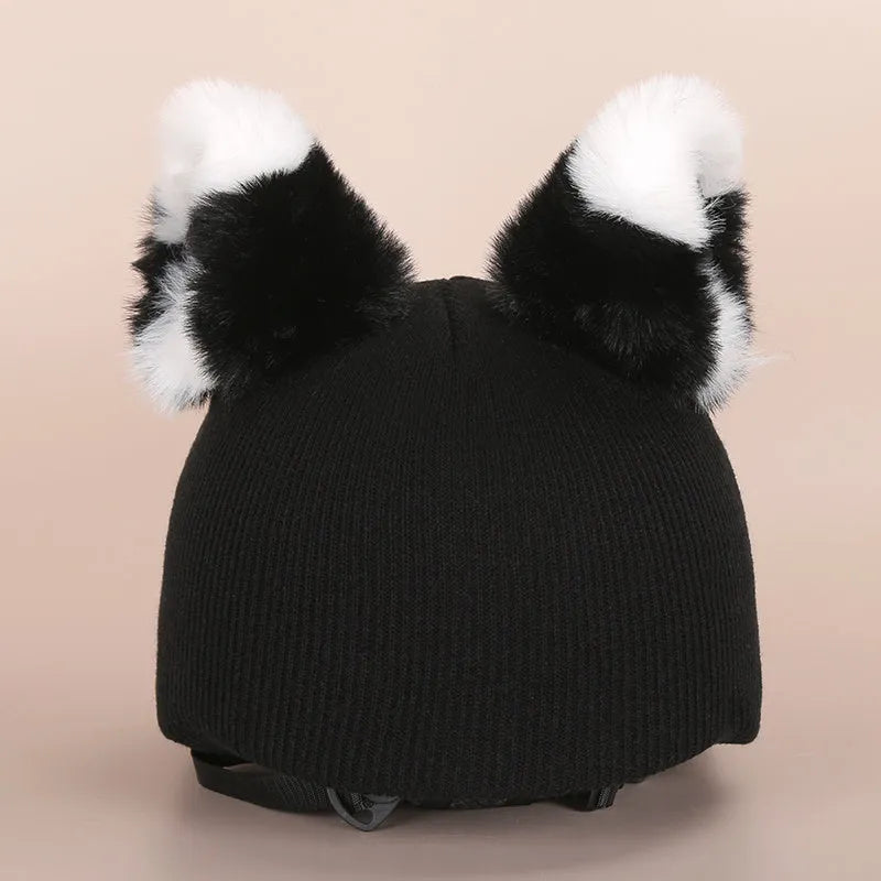 Soft plush cartoon character cover on an M-size bicycle helmet