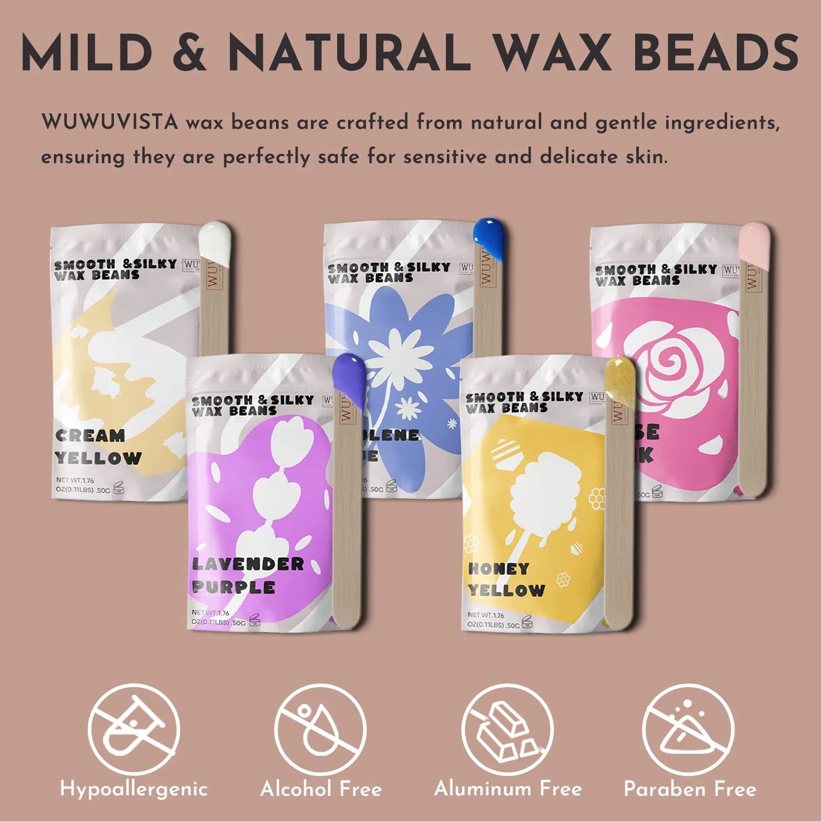 Professional waxing kit with wax beans, warmer, applicators, and post-care products for sensitive skin hair removal