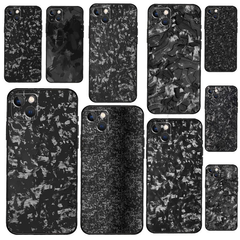 Forged carbon drop-resistant TPU phone case for iPhone with soft shell design
