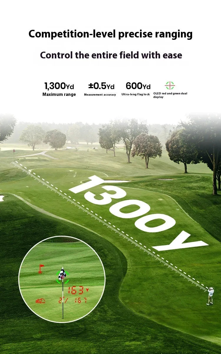 Black GenePro G1 golf GPS laser rangefinder with AMOLED touch screen.