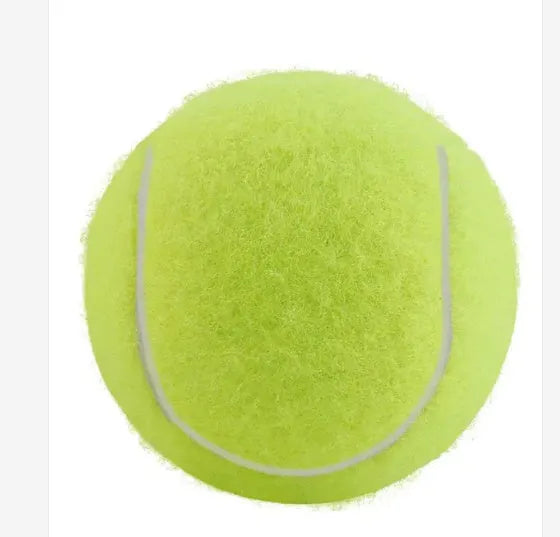 Bite-resistant rubber dog tennis ball toy in assorted colours, 6.3 cm in size.