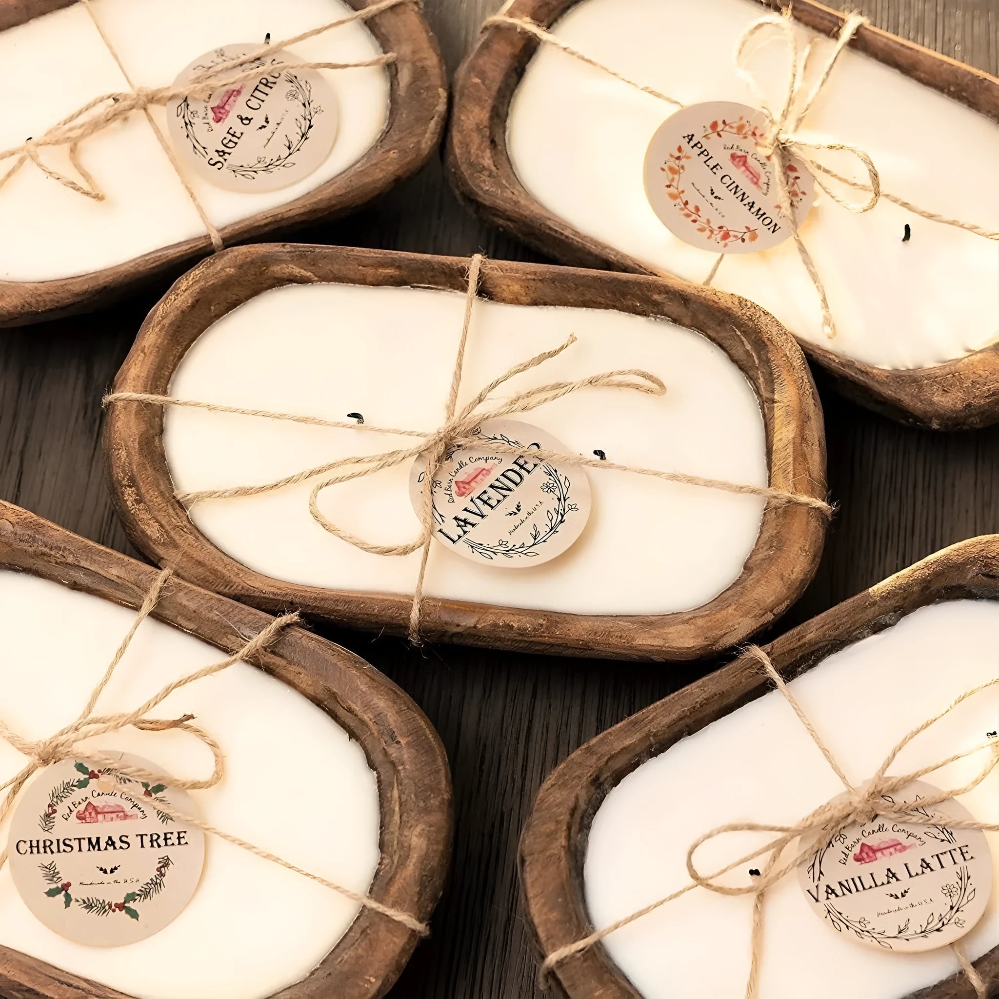 Wooden basin soy wax aromatherapy candle with wooden wick and lavender fragrance