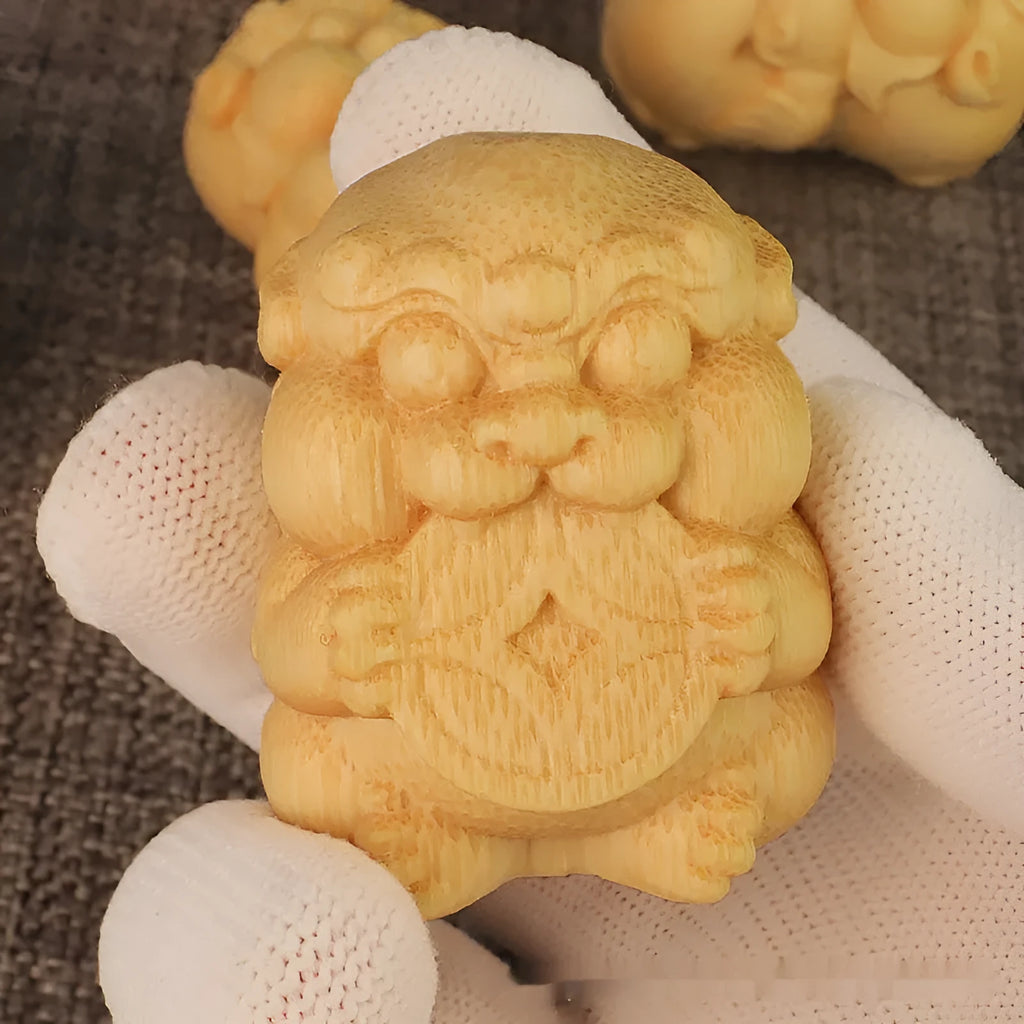Solid natural bamboo carving ornament with Take Money design measuring 4.5cm tall