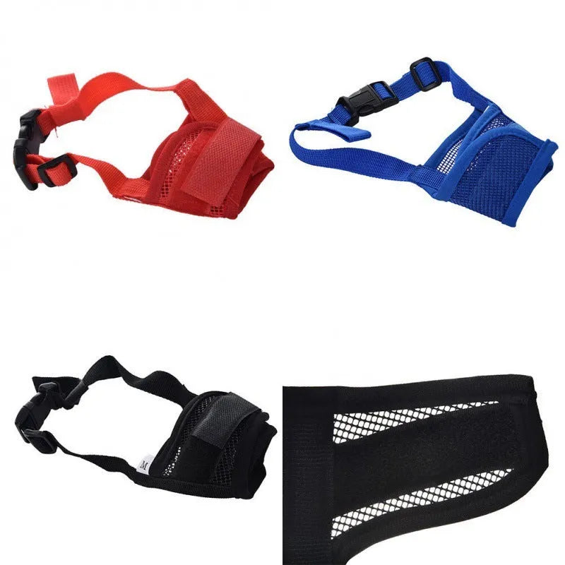 Adjustable plastic dog muzzle in multiple colours and sizes for biting and chewing control
