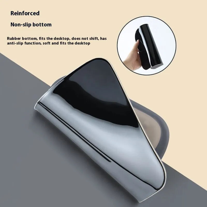 Ergonomic mouse pad with built-in wrist rest in various colour options on a desk