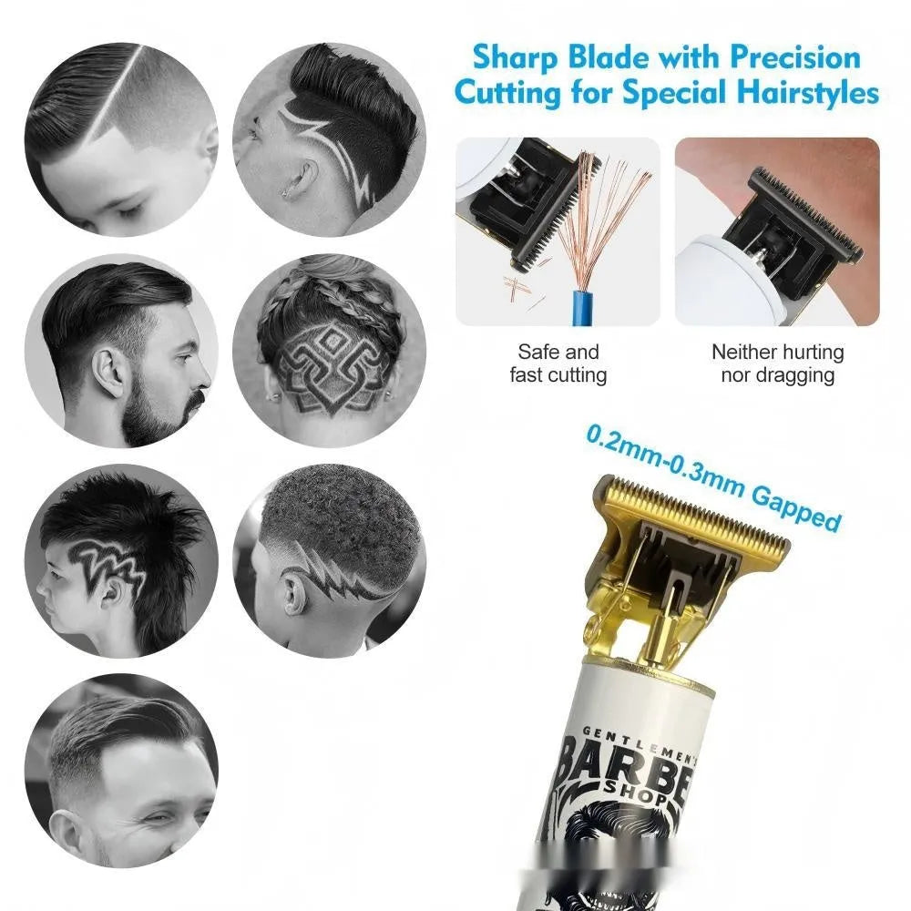 USB rechargeable cordless hair clipper with stainless steel cutter head in 4-in-1 kit