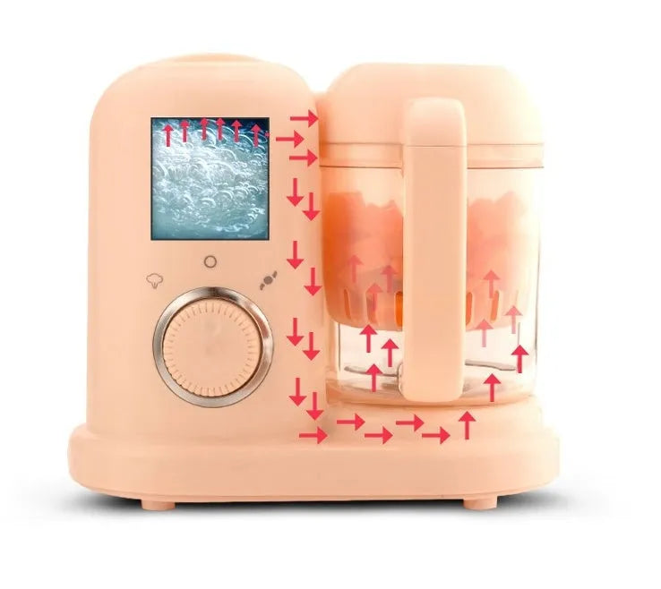 Baby food processor with steamer and blender functions in green colour with 10 litre capacity