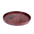 Japanese cherry blossom shallow wooden dessert plate with hollow sakura patterns measuring 30x2cm