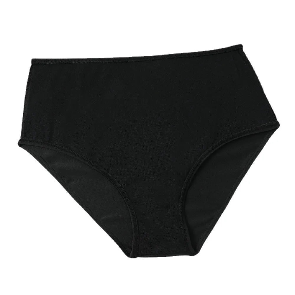 High waist double-layer swimsuit in black or coconut tree print, sleeveless with briefs.