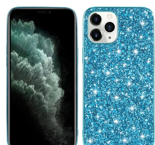 Shockproof TPU phone case with sequins veneer for iPhone in rose gold colour