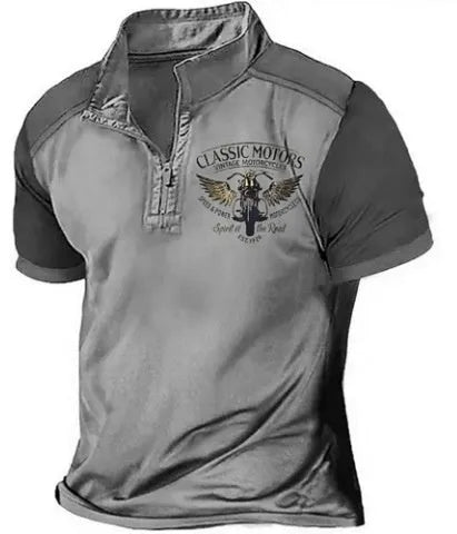 Golf polo shirt in bird eye cloth fabric with 3D printed design, loose fit pullover style