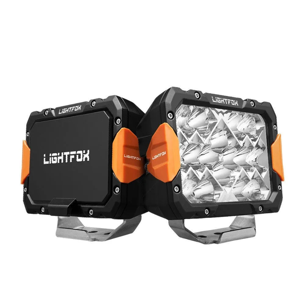 A pair of black aluminium LED light bars for universal fitting to off-road vehicle front bumpers.