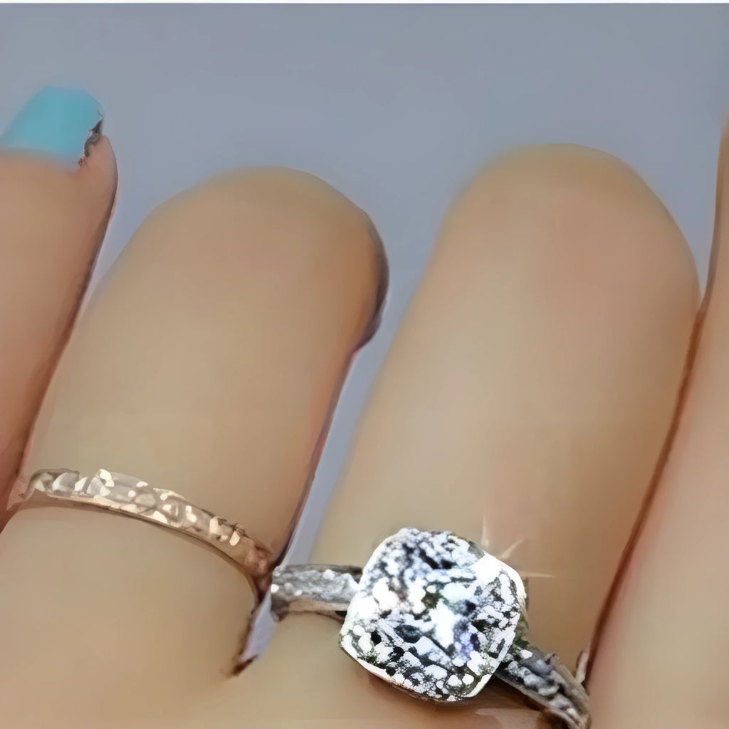 Real diamond ring in 925 silver Korean edition design on white background