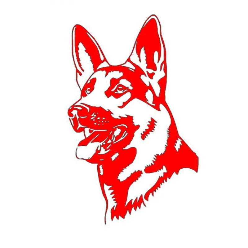 Reflective Alsace Shepherd dog bumper sticker measuring 13cm by 8cm in multiple colour options
