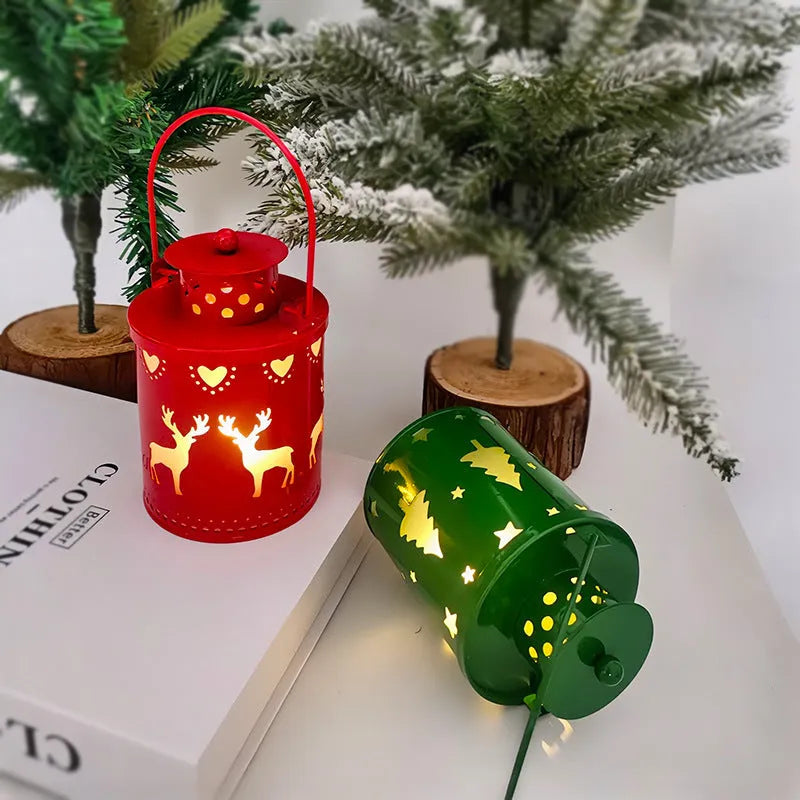 Wrought iron LED Christmas candle light with flickering glow in Nordic lantern style