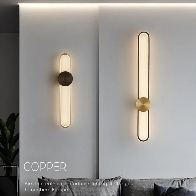 Modern round wall lamp with 60cm black iron shade mounted on wall