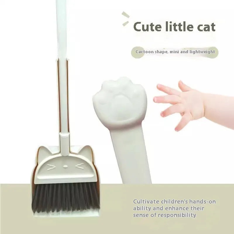 Purple plastic broom and dustpan set with a non-stick rotating brush holder