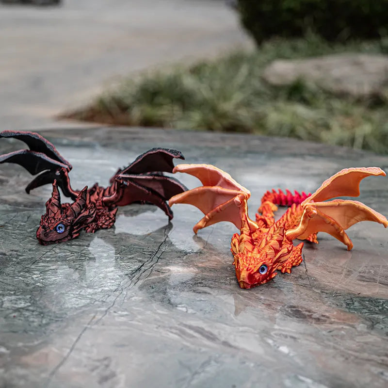 PLA flying dragon wings toy decoration with printed design in multiple colour options
