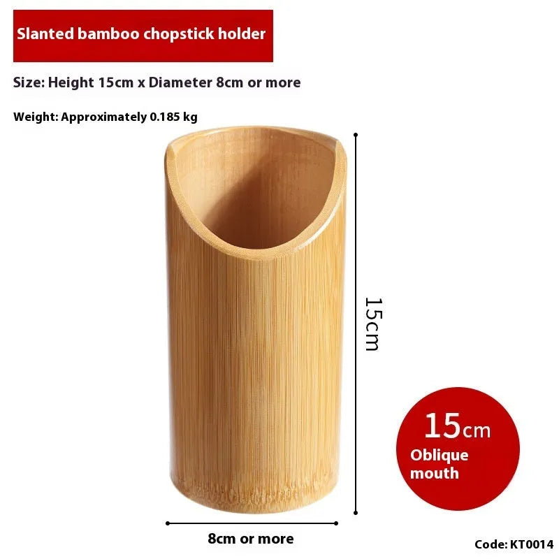 Bamboo chopsticks holder portable utensil organiser in natural bamboo with multiple size options