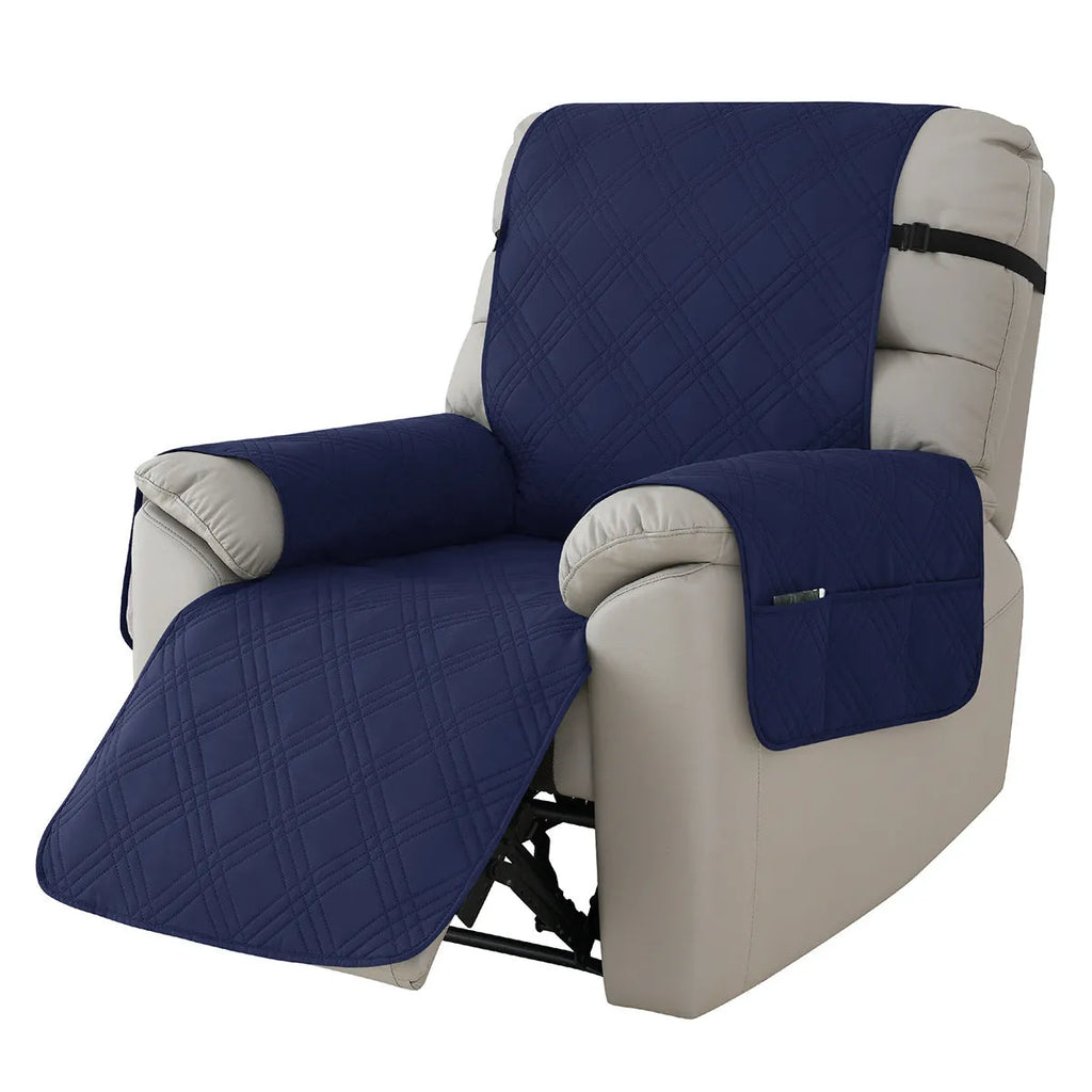 Quilted burgundy polyester spandex cover on a Chivas massage chair.
