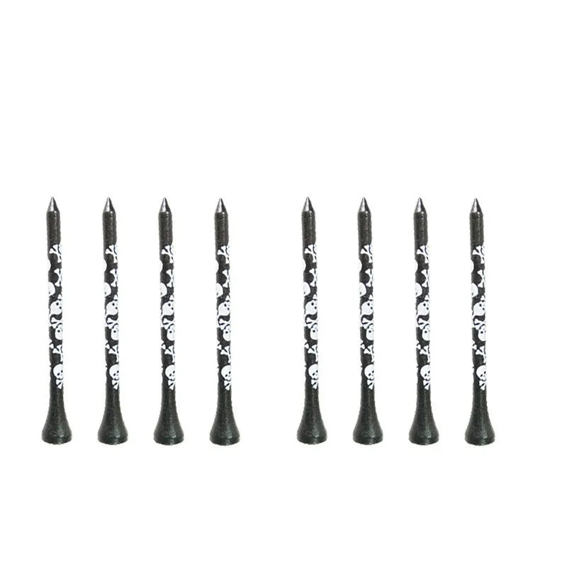 Black skull print bamboo golf dowel pins in 70mm and 83mm lengths