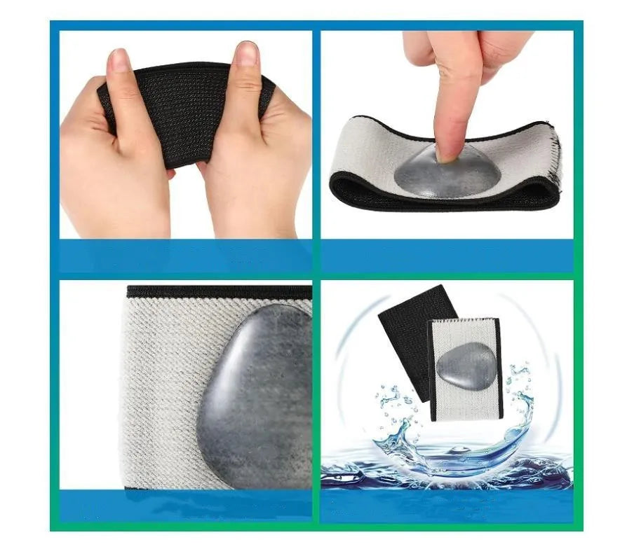 Unisex flat foot support bandage with elastic arch support and a silicone heart pad, shown in two style variations.