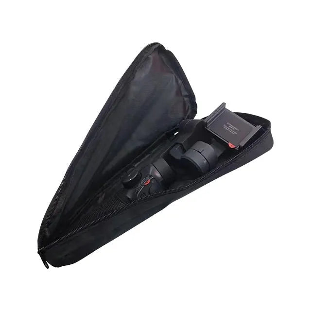 Black cloth storage bag for mobile phone stabilizer accessories and cables