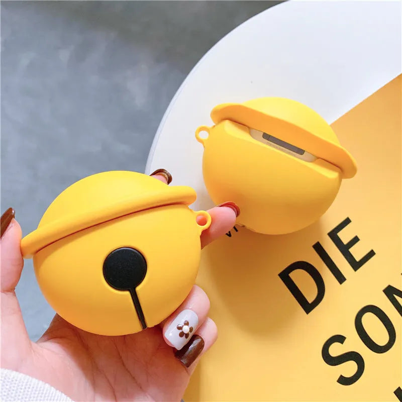 Yellow bell-shaped silicone protective case for Apple AirPods 1st and 2nd generation charging case