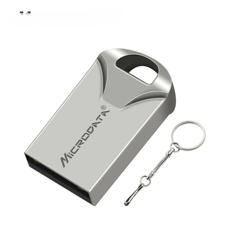 Silver car-shaped metal USB drive on chain necklace for portable storage