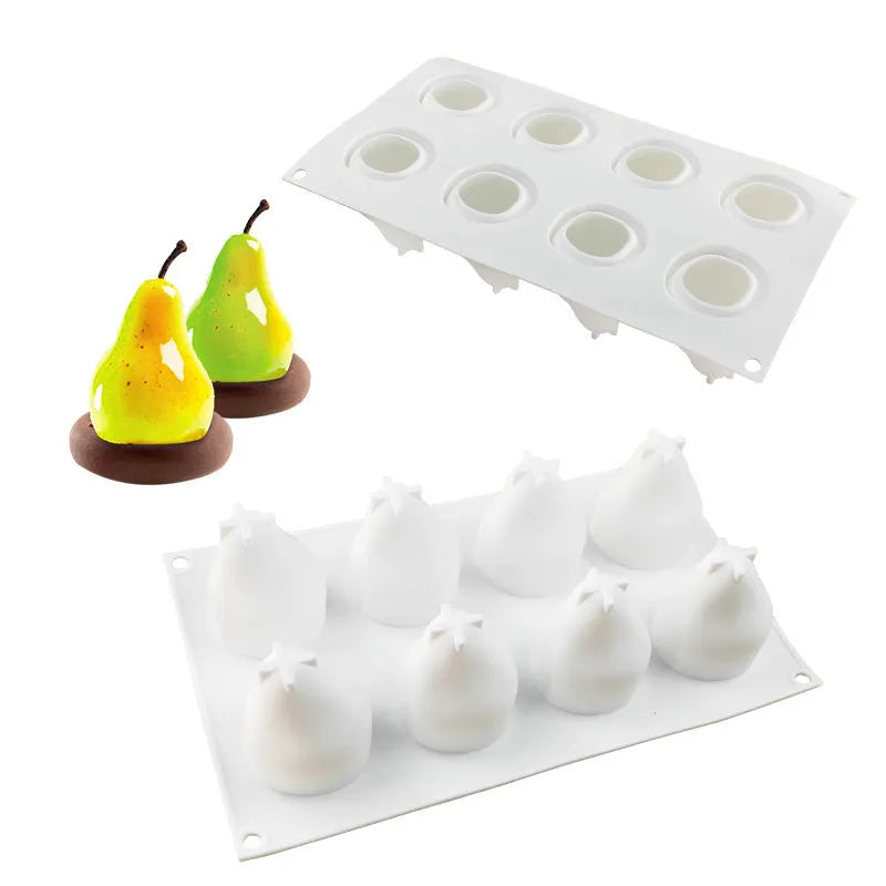 Flexible silicone baking mould shaped like a pineapple and pine cone for making Italian mousse desserts.
