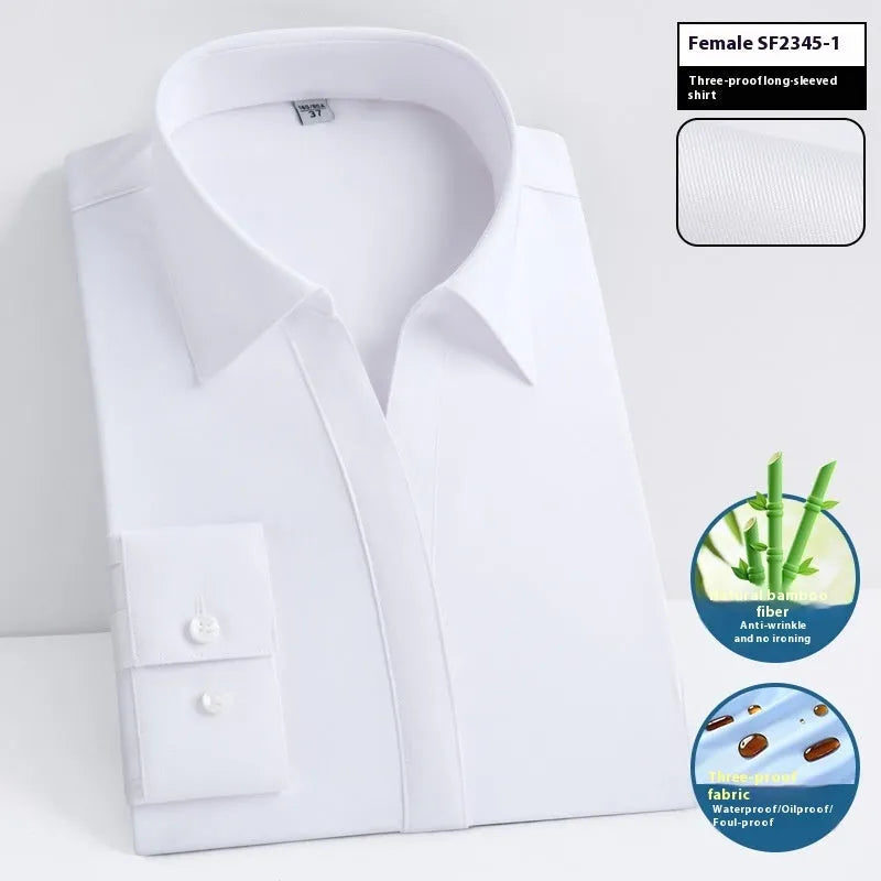 Men's short sleeve waterproof business shirt in bamboo fibre with square collar