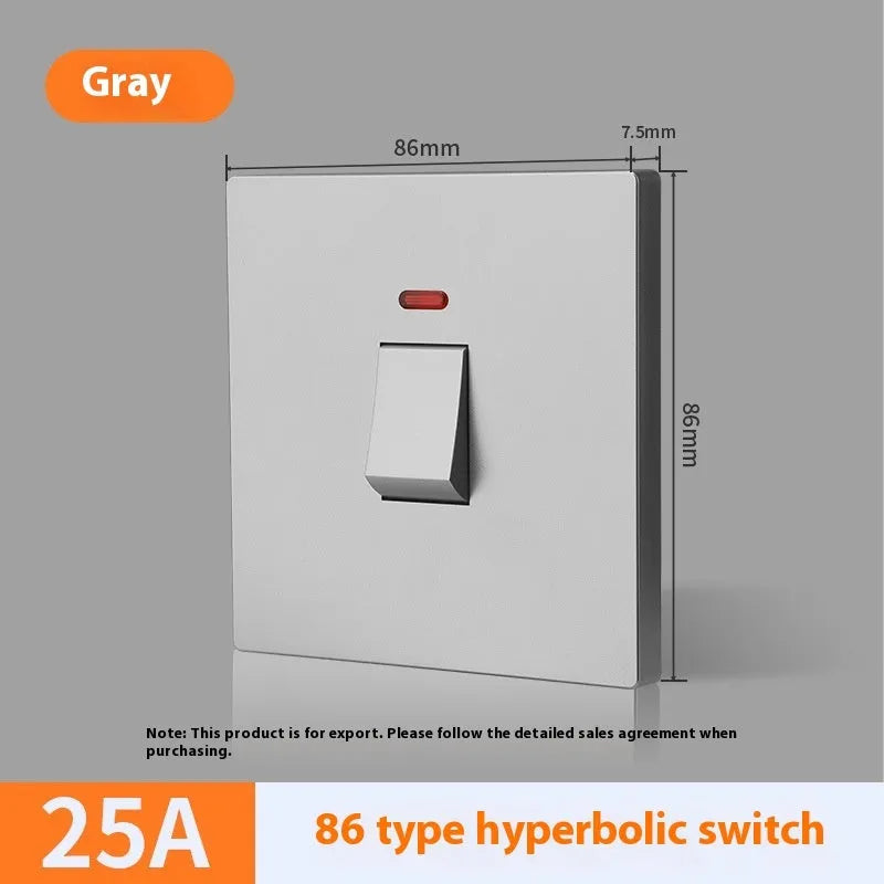 25A three-pole electrical switch with light panel indicator in curved rack design