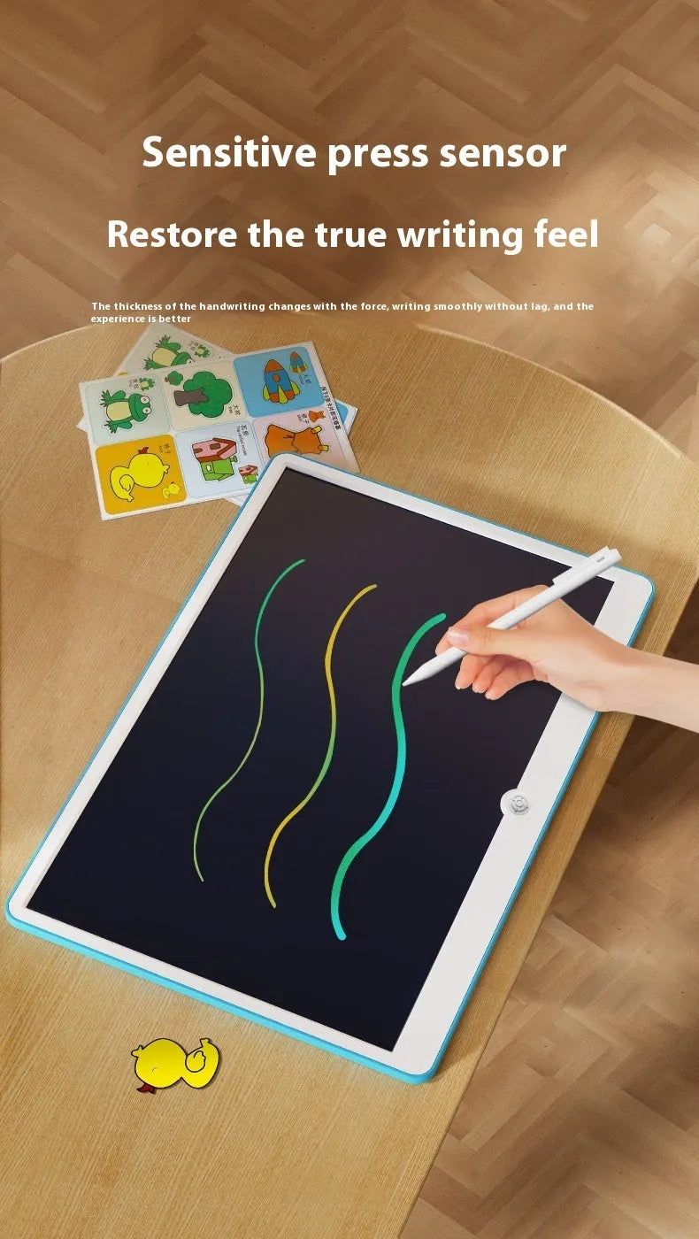 19-inch LCD drawing board with stylus in blue and white colour option for children's creative activities