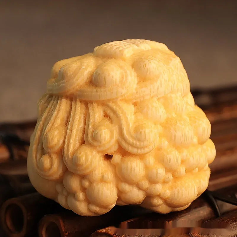 Golden toad Princess ornament carved from solid bamboo for Children's Day decoration