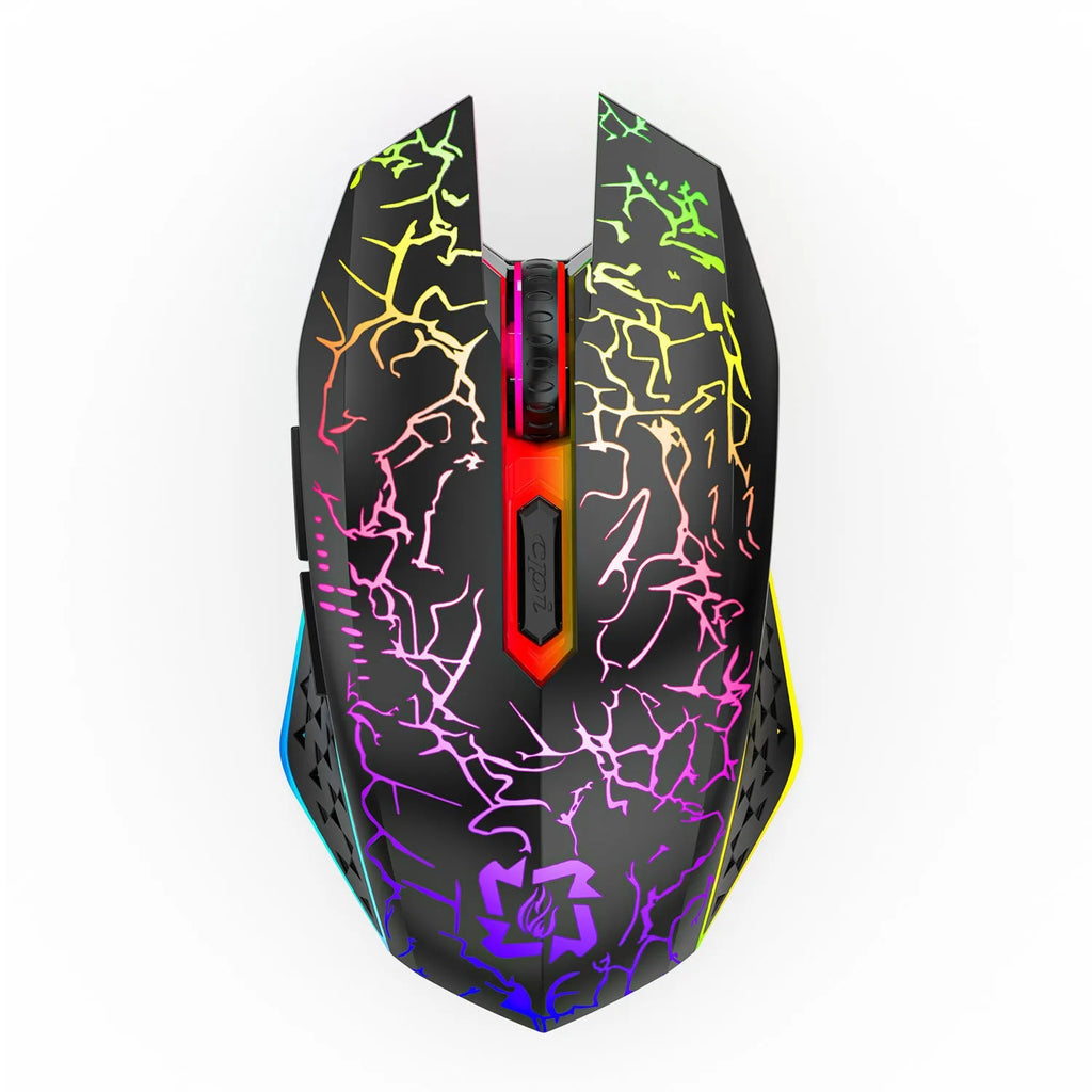 Black and white dual-mode wireless gaming mouse with luminous breathing lights and charging cable