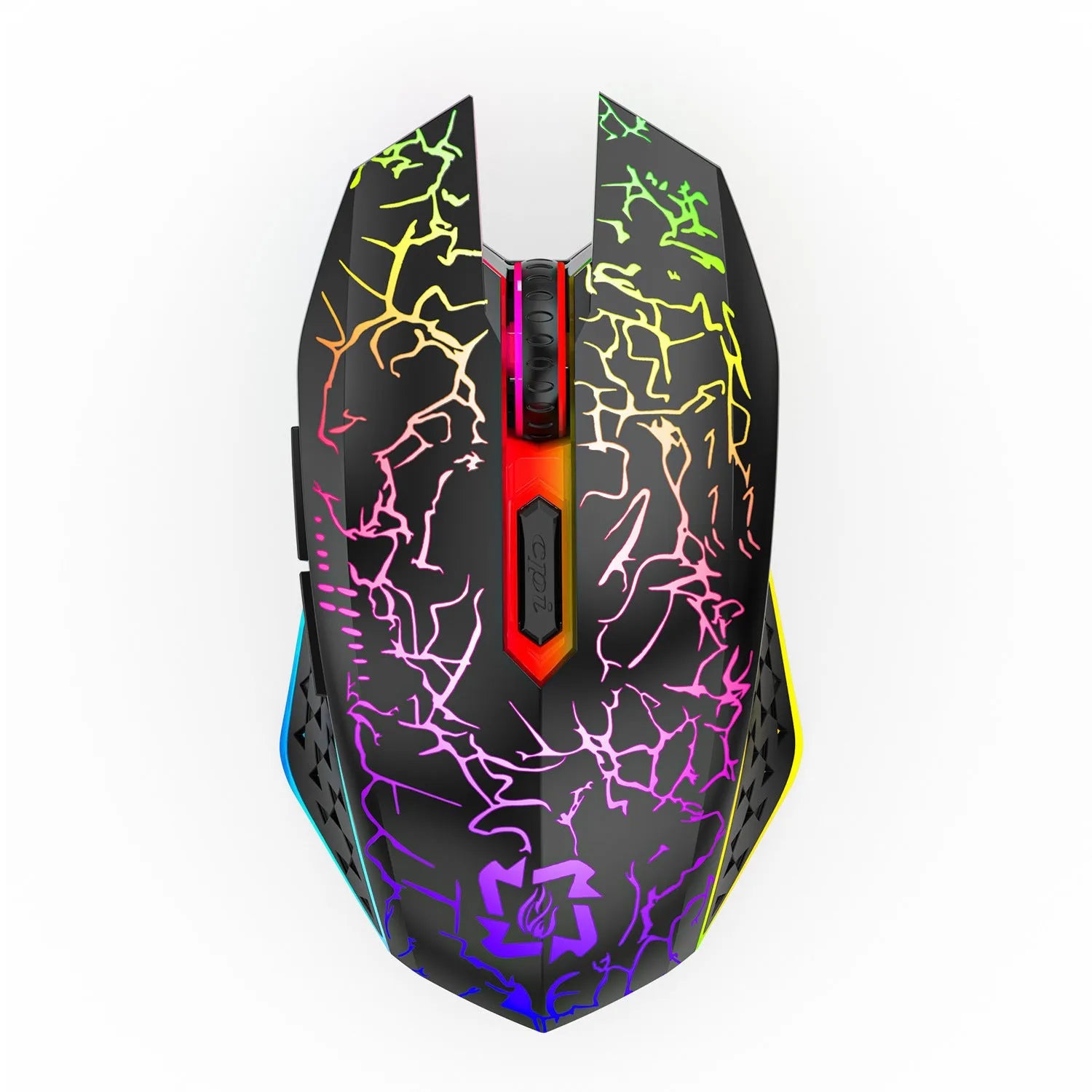 Black and white dual-mode wireless gaming mouse with luminous breathing lights and charging cable