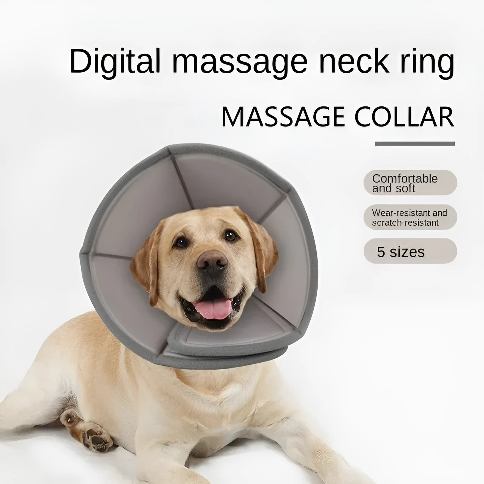 Adjustable soft cone protective collar for cats and dogs in various sizes for post-surgery wound recovery