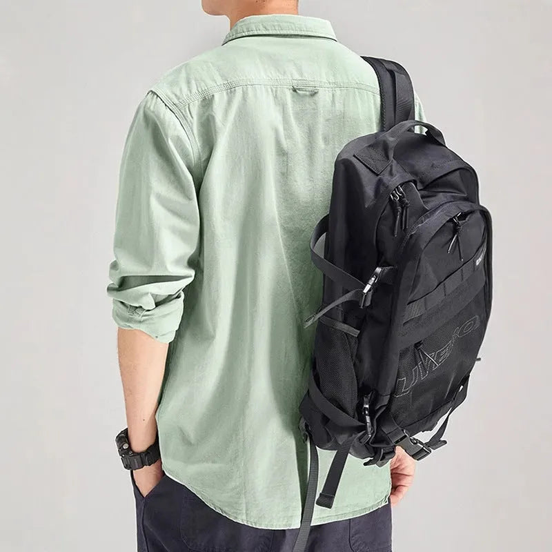 Men's loose-fitting long sleeve cardigan shirt in lightweight polyester fabric
