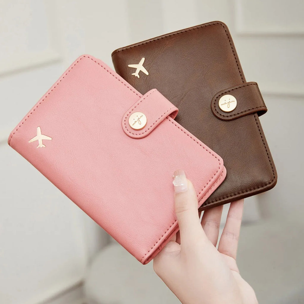 PU passport holder document wallet in multiple colours with sewn detailing and anti-theft function