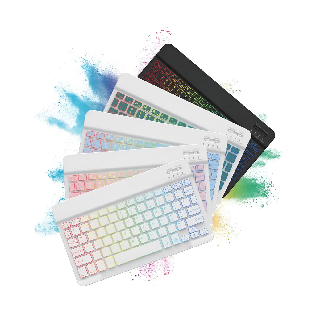 10-inch wireless Bluetooth keyboard with colourful LED backlighting for tablets and mobile phones