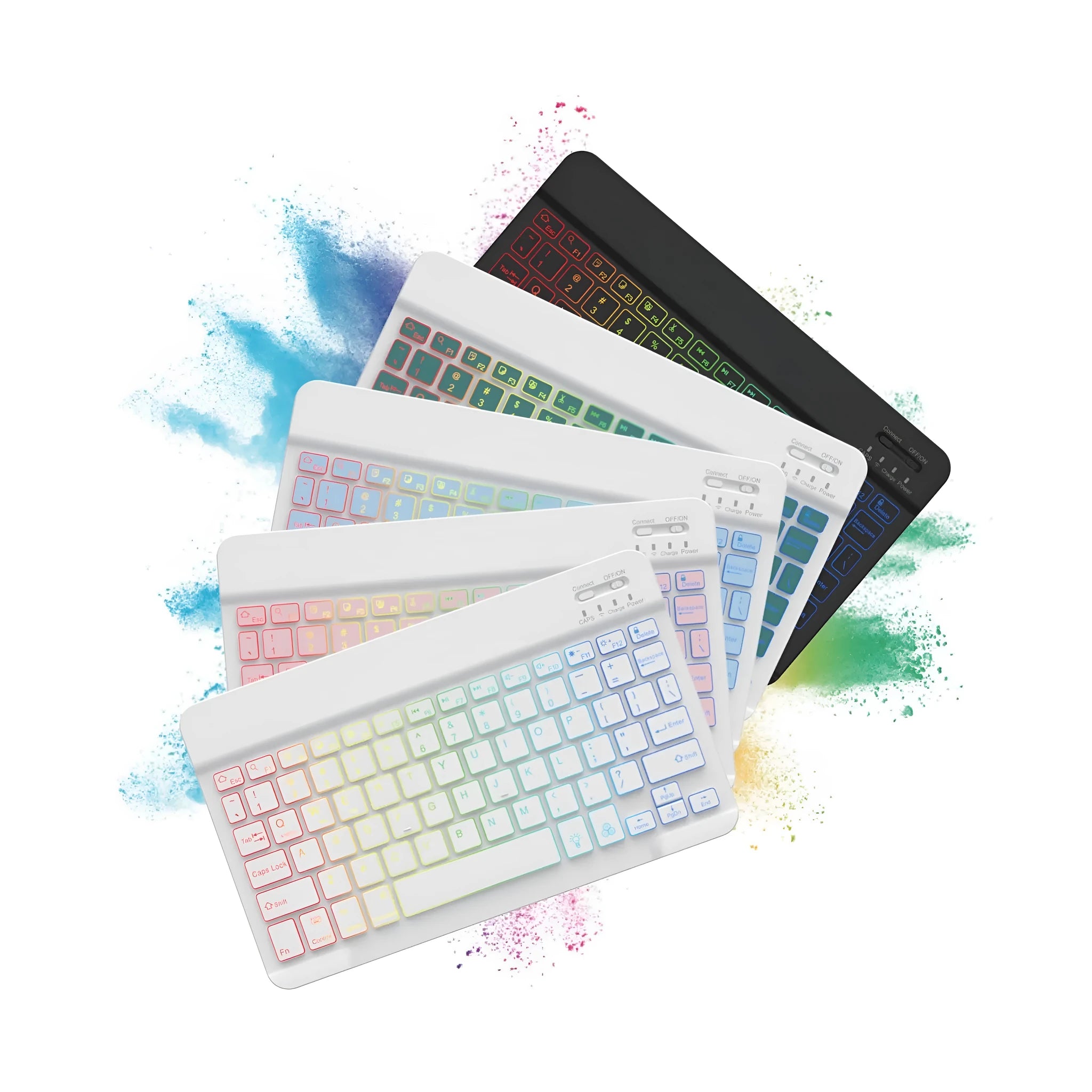 10-inch wireless Bluetooth keyboard with colourful LED backlighting for tablets and mobile phones