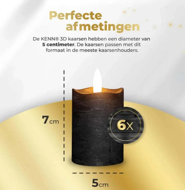 Black LED pillar candle measuring D5 by H7 cm with flickering light effect