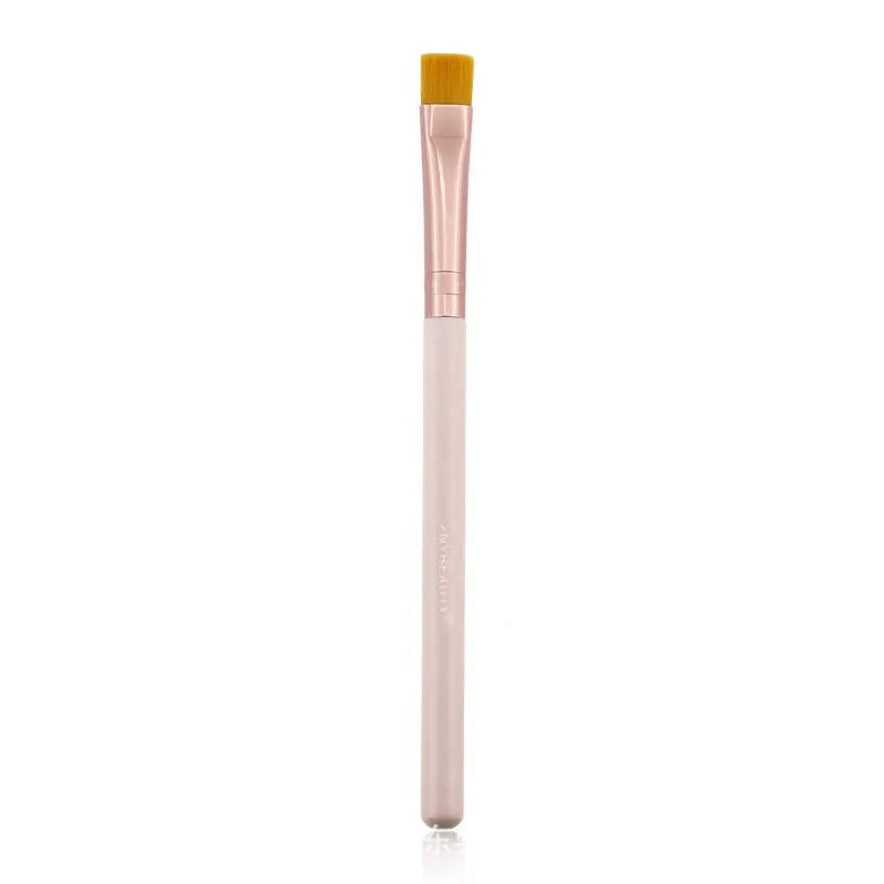 26 pink makeup brushes with wooden handles and wool heads, presented with a PU storage bag.